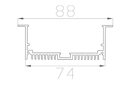Алюминиевый профиль LC-LPV-3288 172 (2000х88/74х32мм с рассеивателем)