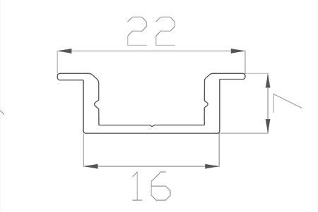 Алюминиевый профиль LC-LPV-0722 169 (2000х22/16х7мм с рассеивателем)