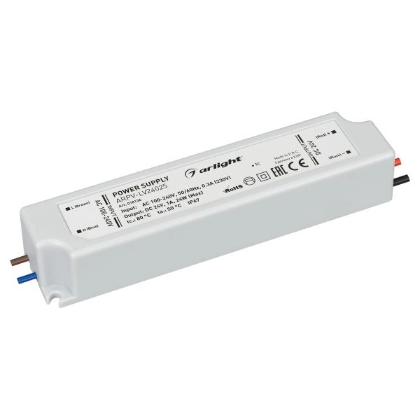 Блок питания ARPV-LV24025 (24V, 1.0A, 24W) (Arlight, IP67 Пластик, 2 года)