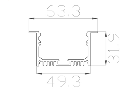 Алюминиевый профиль LC-LPV-3263 171 (2000х49/63х32мм с рассеивателем)