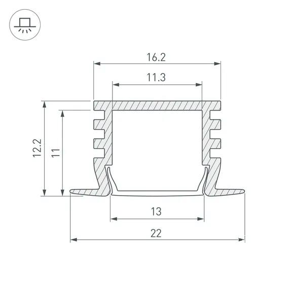 Профиль U-16 12-IN Anod (с экраном) — 2000мм