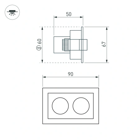 Светильник MS-ORIENT-BUILT-TURN-TC-S67x90-5W Warm3000 (BK-BK, 30 deg, 230V) (Arlight, IP20 Металл, 5 лет)