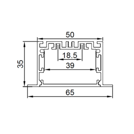 Алюминиевый профиль врезной CX-A045-R 270 (2500x65/50x35мм с рассеивателем)