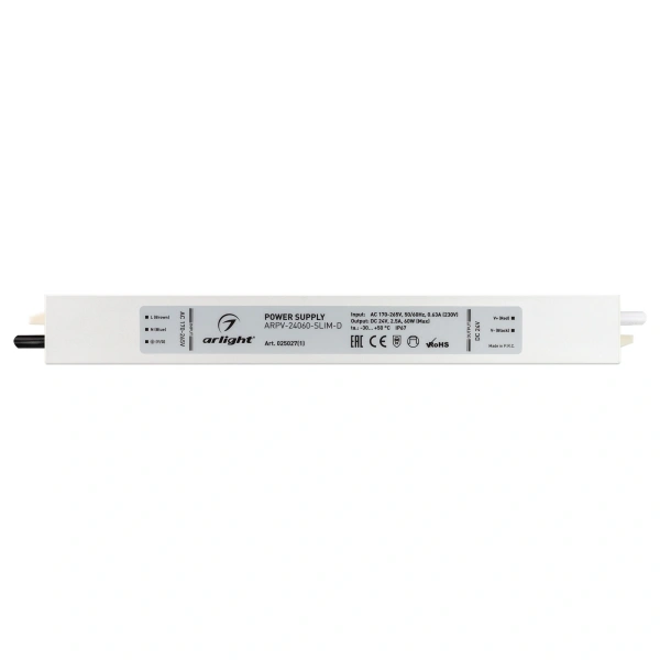 Блок питания ARPV-24060-SLIM-D (24V, 2.5A, 60W) (Arlight, IP67 Металл, 3 года)