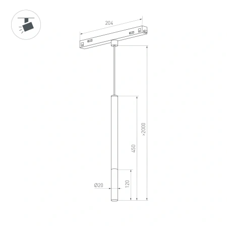 Светильник MAG-ORIENT-STICK-HANG-R20-6W Warm3000 (BK, 180 deg, 48V) (Arlight, IP20 Металл, 5 лет)