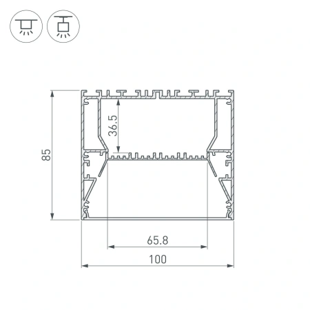 Профиль ARH-POWER-W100-2000 ANOD (Arlight, Алюминий)