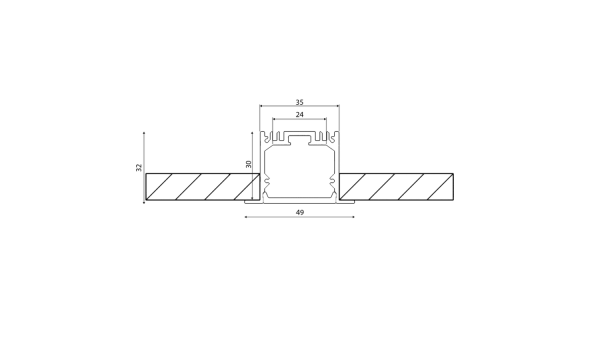 Алюминиевый профиль Design LED LE 4932, 2500 мм, анодированный