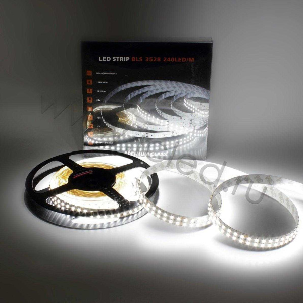 Светодиодная лента Class Premium, 3528, 240 led/m, White, 24V, IP33, А9