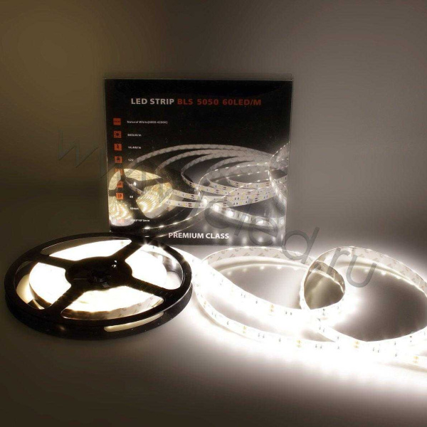 Светодиодная лента Class Premium, 5050, 60 led/m, Day White, 12V, IP65, А19