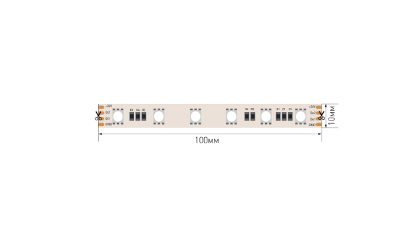 Лента светодиодная SPI, 5050, 60 LED/м, 14,4 Вт/м, 24В , IP20, Цвет: RGB