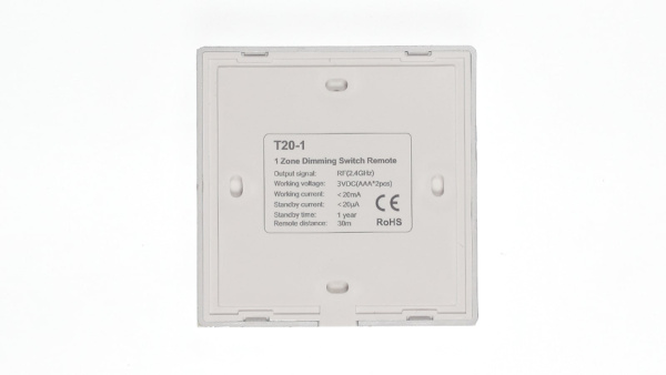 Сенсорная панель T20-1 White IC24 (DIM, 1 zone, RF 2.4GHz, 3VDC(AAAx2))
