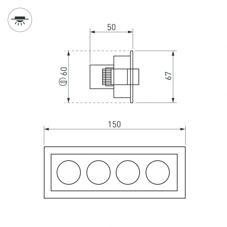 Светильник MS-ORIENT-BUILT-TURN-TC-S67x150-10W Warm3000 (BK-BK, 30 deg, 230V) (Arlight, IP20 Металл, 5 лет)