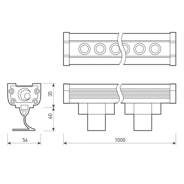 Линейный прожектор AR-LINE-1000-36W Warm (GR, 30 deg, 230V) (Arlight, IP65 Металл, 3 года)