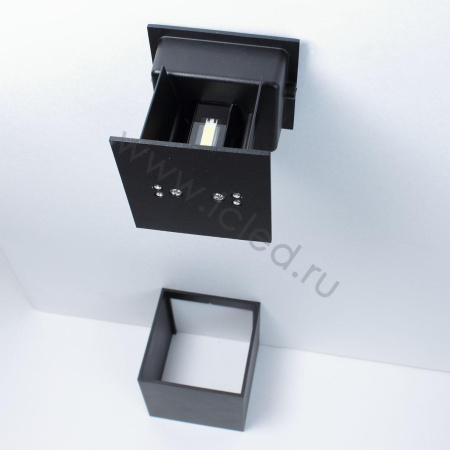 Светильник настенный светодиодный JH-BD-B08 DHL30 (220V, 2х3W, черный корпус, IP65, warm white)