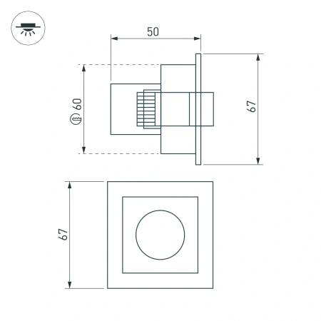Светильник MS-ORIENT-BUILT-TURN-TC-S67x67-3W Warm3000 (WH-BK, 30 deg, 230V) (Arlight, IP20 Металл, 5 лет)