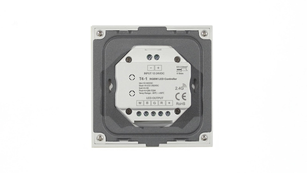 Сенсорная панель T4-1 White IC63 (12-24V, 4x3A, 4x(36-72W), RGBW, RF 2.4GHz)
