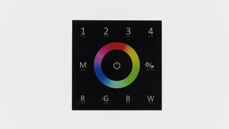 Сенсорная панель T4 Black IC61 (12-24V, 4x3A, 4x(36-72W) RGBW, RF 2.4GHz)