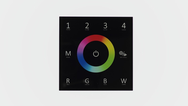 Сенсорная панель T4 Black IC61 (12-24V, 4x3A, 4x(36-72W) RGBW, RF 2.4GHz)