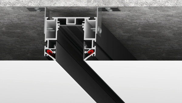 Трек SY низковольтный встраиваемый в натяжной потолок без провода питания, черный SY-601201-CL-2-BL