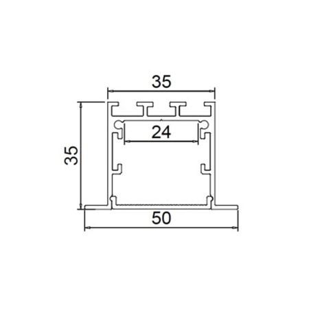 Алюминиевый профиль врезной CX-A017-R5 319 (2500x50/35x35мм с рассеивателем)
