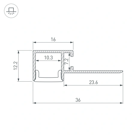 Профиль FANTOM-W12-EDGE-2000 ANOD (Arlight, Алюминий)