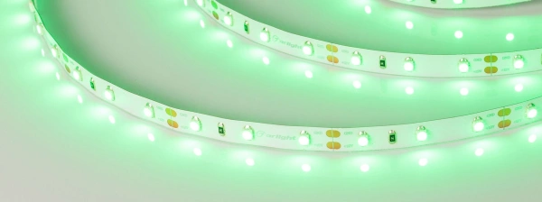 Светодиодная Лента RT-A60-8mm 12V Green (4.8 W/m, IP20, 2835, 5m) (Arlight, Открытый)