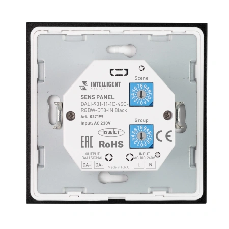 INTELLIGENT ARLIGHT Сенсорная панель DALI-901-11-1G-4SC-RGBW-DT8-IN Black (BUS/230V) (IARL, IP20 Пластик, 3 года)