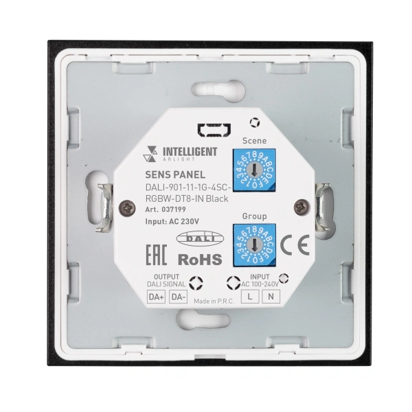 INTELLIGENT ARLIGHT Сенсорная панель DALI-901-11-1G-4SC-RGBW-DT8-IN Black (BUS/230V) (IARL, IP20 Пластик, 3 года)