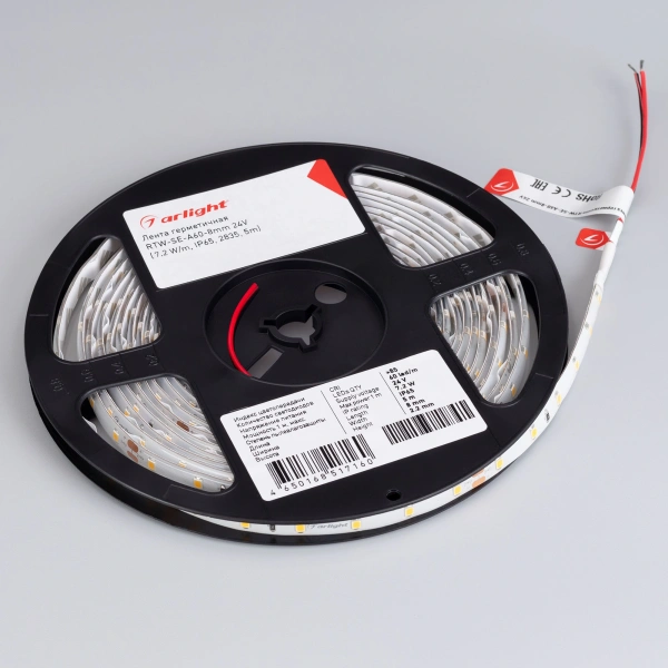 Светодиодная Лента герметичная RTW-SE-A60-8mm 24V Cool 10K (7.2 W/m, IP65, 2835, 5m) (Arlight, -)