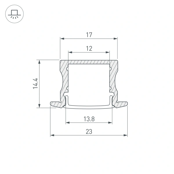 Профиль LINE-2315-F-2000 ANOD (Arlight, Алюминий)
