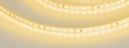 Светодиодная Лента RT-A120-8mm 24V Yellow (9.6 W/m, IP20, 2835, 5m) (Arlight, Открытый)