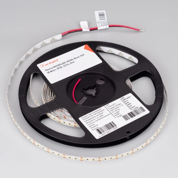 Светодиодная Лента MICROLED-M300-8mm 24V Cool 8K (8 W/m, IP20, 2216, 5m) (Arlight, 8 Вт/м, IP20)