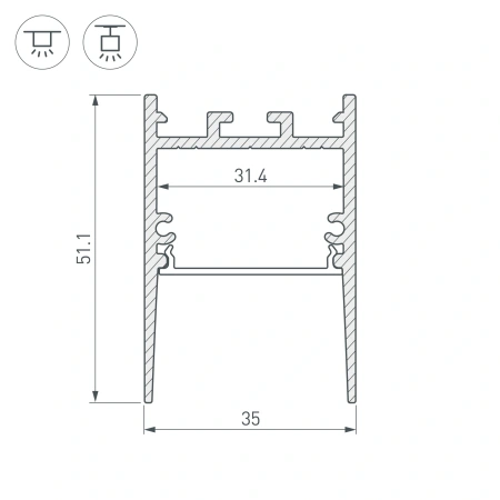 Профиль SL-COMFORT-3551-2000 ANOD (Arlight, Алюминий)