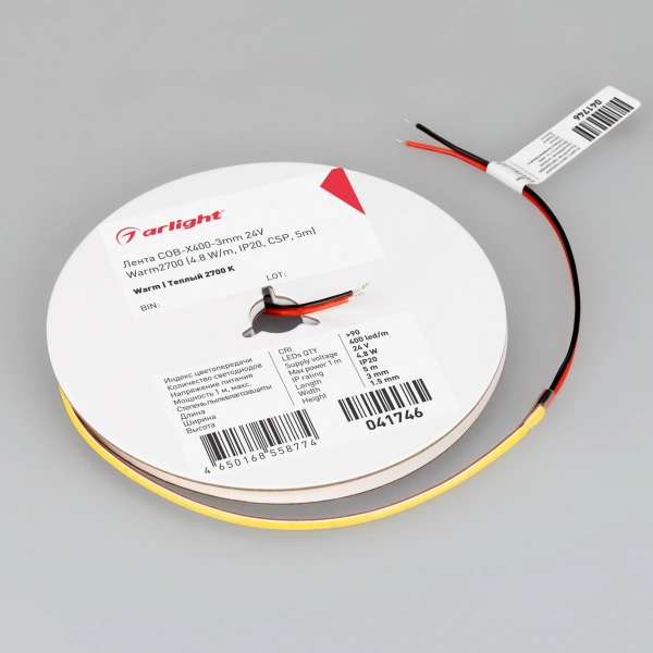 Светодиодная Лента COB-X400-3mm 24V Warm2700 (4.8 W/m, IP20, CSP, 5m) (Arlight, -)