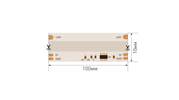Лента светодиодная SPI WS2811, COB 480 LED/м, 12 Вт/м, 24В, IP20, Цвет: RGB