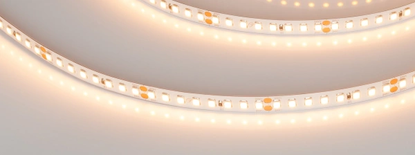 Светодиодная Лента RT-A160-8mm 24V Warm2400 (12 W/m, IP20, 2835, 5m) (Arlight, высок.эфф.150 лм/Вт)