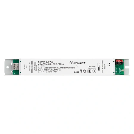 Блок питания ARV-SP24030-LONG-PFC-A (24V, 1.25A, 30W) (Arlight, IP20 Металл, 5 лет)