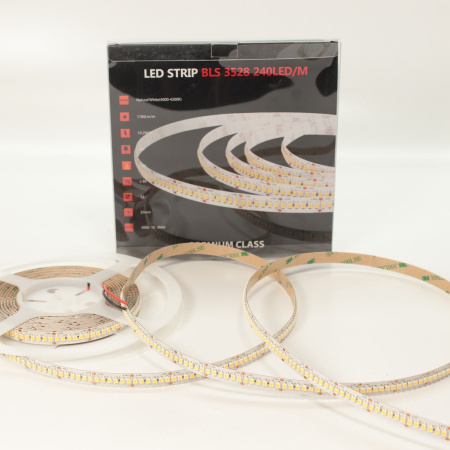 Светодиодная лента Class Premium, 3528, 240 led/m, Day White, 24V, IP33, А8, однорядная