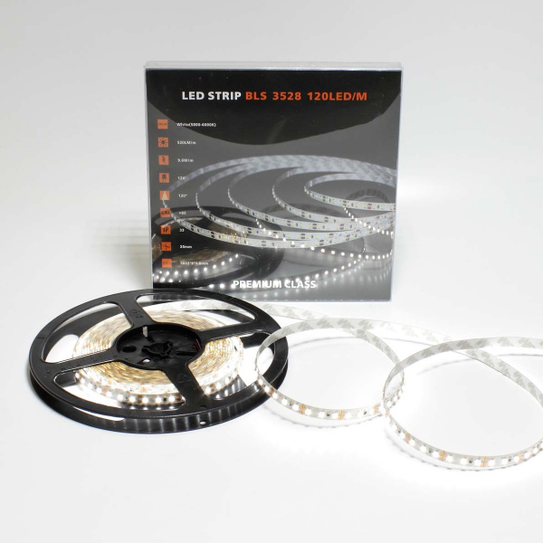 Светодиодная лента Class Premium, 3528, 120 led/m, day white, 12V, IP33, A37