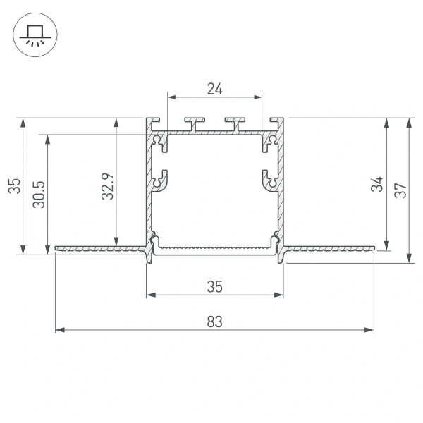 Профиль с экраном SL-LINIA32-FANTOM-2500 ANOD+FROST (Arlight, Алюминий)