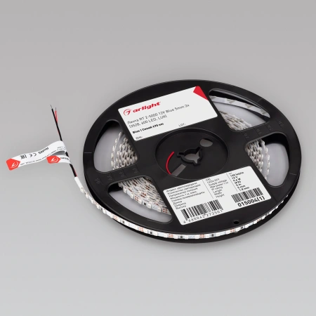 Светодиодная Лента RT 2-5000 12V Blue 5mm 2x (3528, 600 LED, LUX) (Arlight, 9.6 Вт/м, IP20)