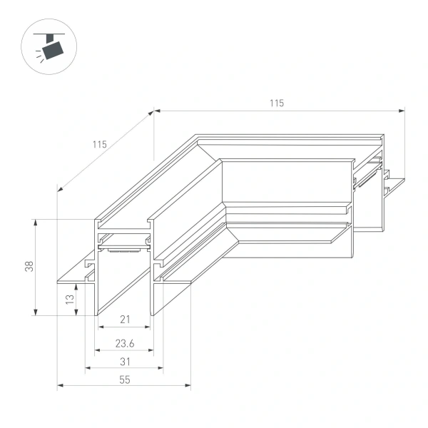 Коннектор угловой MAG-CON-2538-FDW-L90 (BK) (Arlight, IP20 Металл, 3 года)