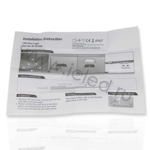 Светодиодный светильник точечный SST IP67 (0,6W, 12V, Warm White).