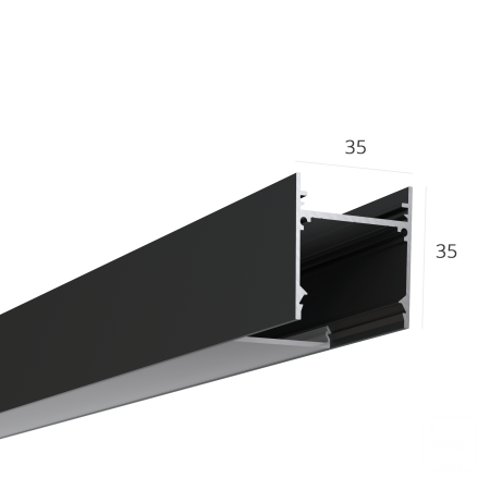 Алюминиевый LED профиль LINE 3535 ral9005 LT70 (с экраном) — 2500мм