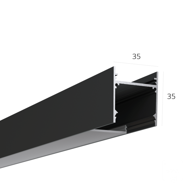 Алюминиевый LED профиль LINE 3535 ral9003 LT70 (с экраном) — 2000мм