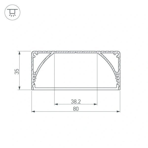 Профиль с экраном ALU-POWER-W80N-2000 ANOD+FROST (Arlight, Алюминий)