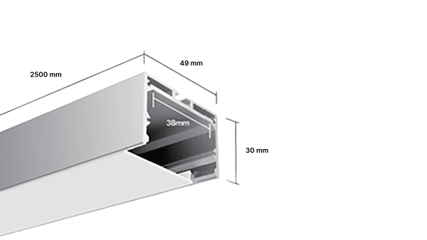 Алюминиевый профиль Design LED LS 4932, 2500 мм, анодированный
