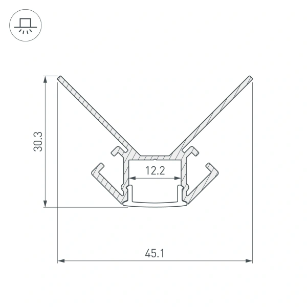Профиль ARH-DECORE-S12-EXT-2000 ANOD внешний (Arlight, Алюминий)