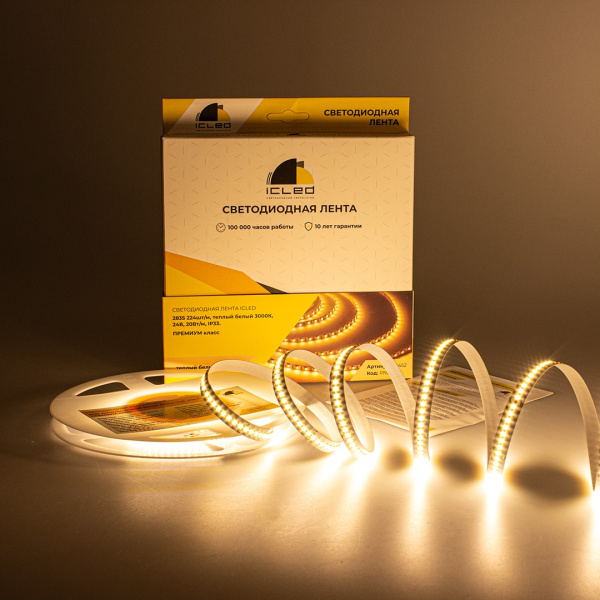 Светодиодная лента Class Premium, 2835, 224 led/m, warm white, 24V, IP33, RN23