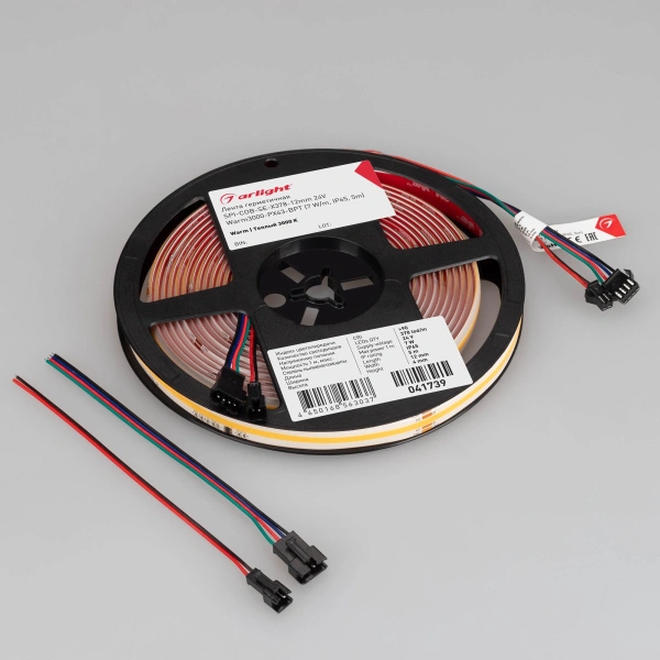 Светодиодная Лента герметичная SPI-COB-SE-X378-12mm 24V Warm3000-PX63-BPT (7 W/m, IP65, 5m) (Arlight, бегущий огонь)